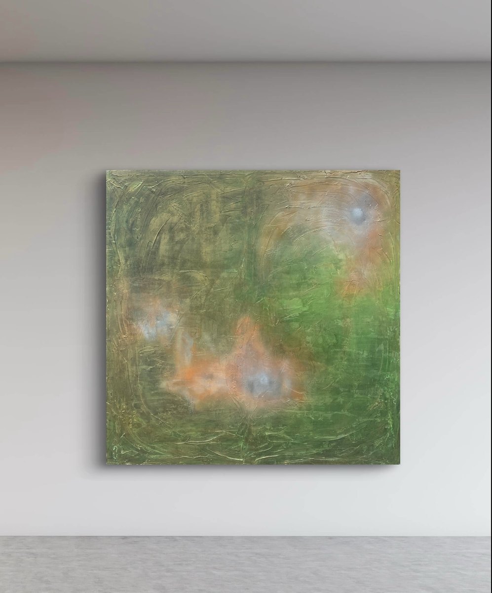 La Verdad by Clarisse Noelle — acrylic, joint compound, spray paint + ink on up-cycled canvas
