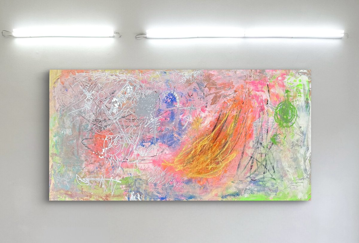 Find Me by Clarisse Noelle — acrylic, oil pen, tire crayon, chalk + oil pastels
